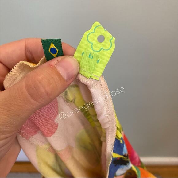 FARM Rio Brazil Vibrant Yellow Orange Tropical Soft Cotton Colorful Mini Dress S - Picture 12 of 12